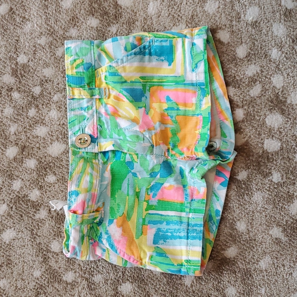 Lilly Pulitzer 2T Green Pink Girls Shorts Floral